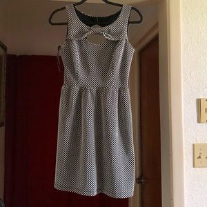 Dress brand is Sweet Storm, size small, black and white dotted